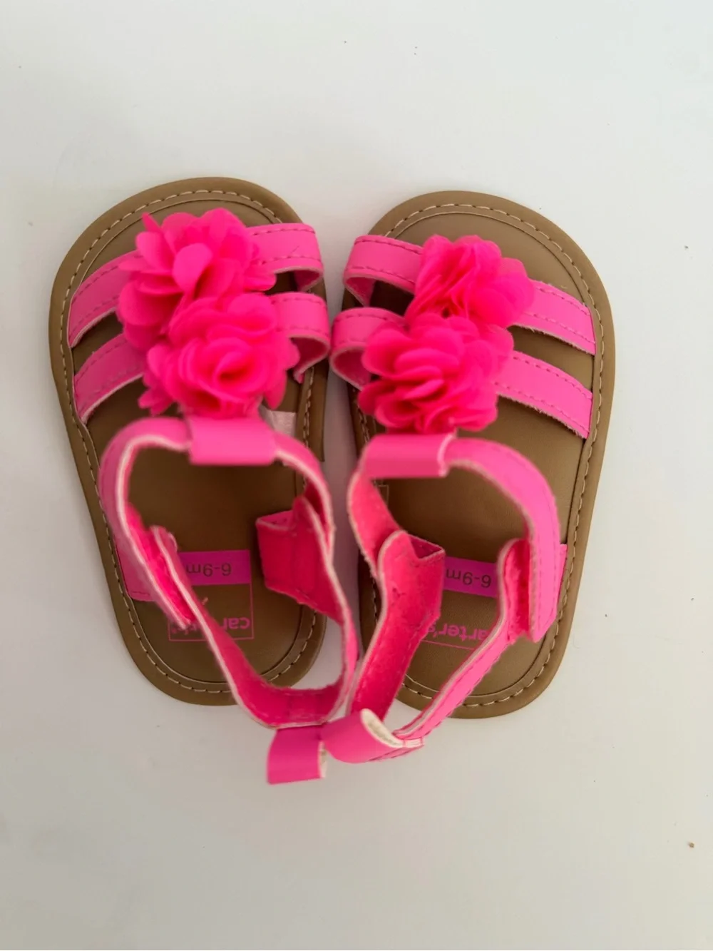 Baby Bright Pink Floral Strap Sandals